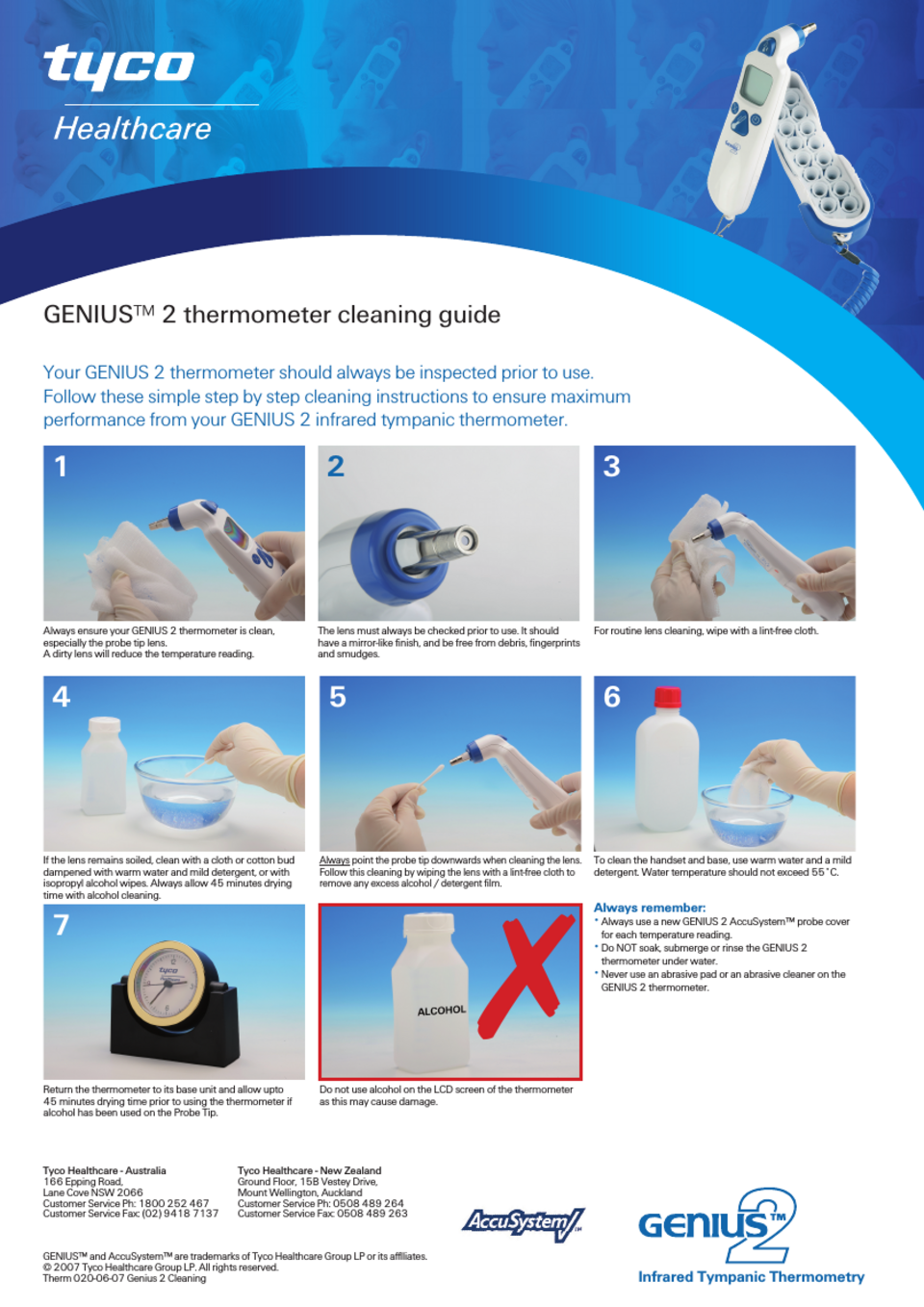 Manual Thermal Diagnosis 体温診断手技 Genius 2 Tympanic Thermometer Cleaning Guide PDF download